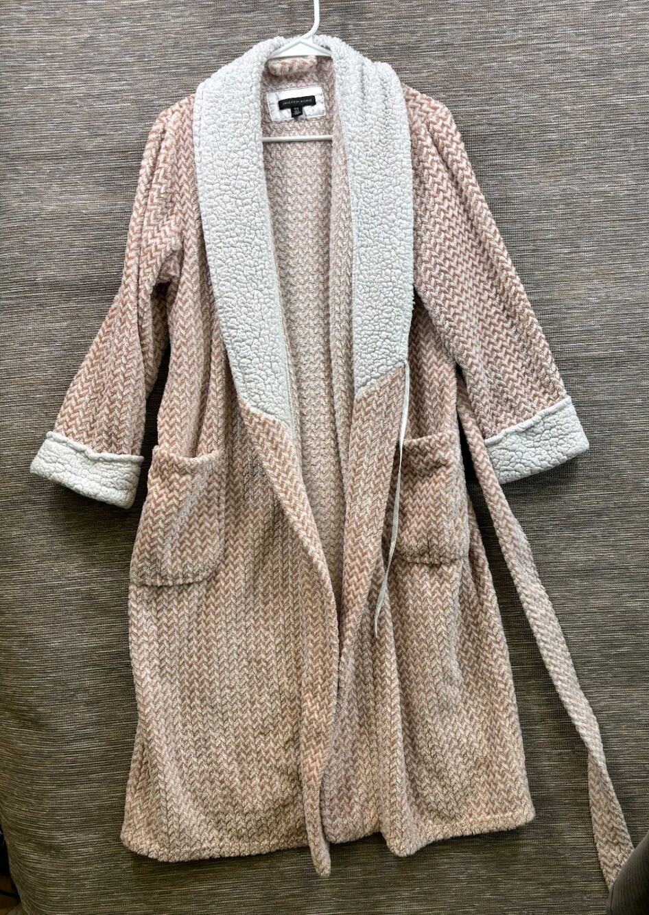Vintage Saks Fifth Avenue Vintage Lace Lounge Robe Womens S Pink Check Faux Fur